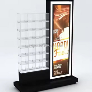 Customized Retail Wooden Furniture Chocolate Display Shelf Candy Shop Cabinet Interior Design Chocolate Display Rack with lamp