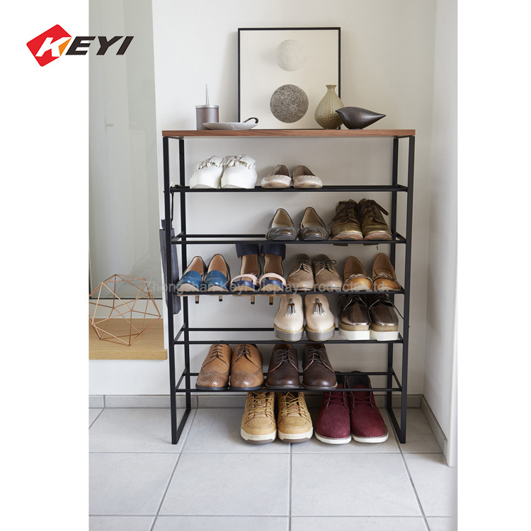 Customized 5 Layers Shoe Rack Display Stand Entryway Boots Closet Free Standing Doorway metal Shoes display rack