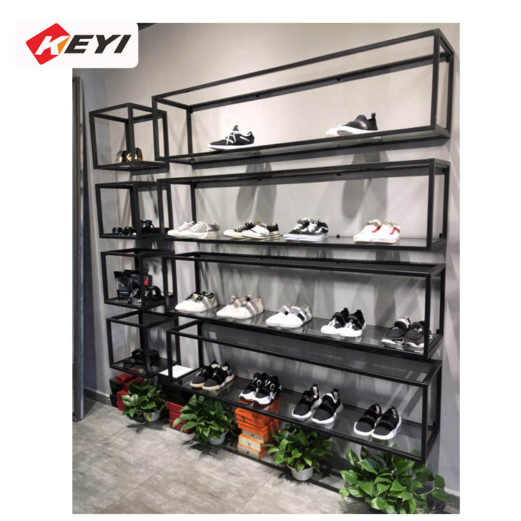 Wholesale Black Metal retail shop display High Heel Sneakers Shoe Display Wall Mount For Retail Store