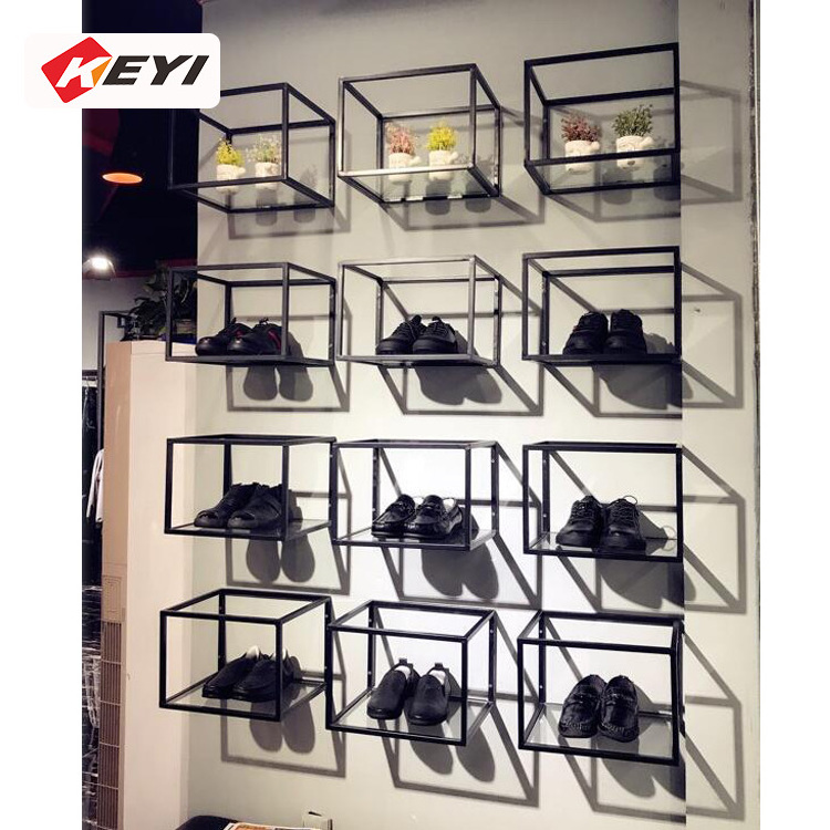 Wholesale Black Metal retail shop display High Heel Sneakers Shoe Display Wall Mount For Retail Store