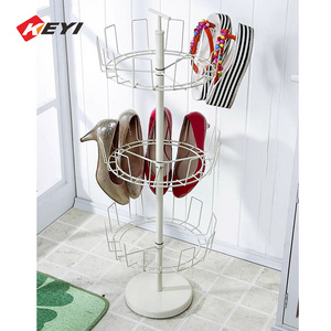 Manufacturer Custom Metal Counter Design Shoes Rack Stand Floor Storage Circular Iron Wire Shoe Racks For Home