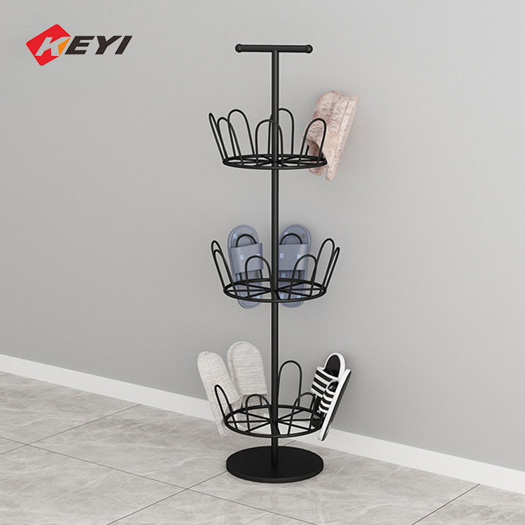 Manufacturer Custom Metal Counter Design Shoes Rack Stand Floor Storage Circular Iron Wire Shoe Racks For Home