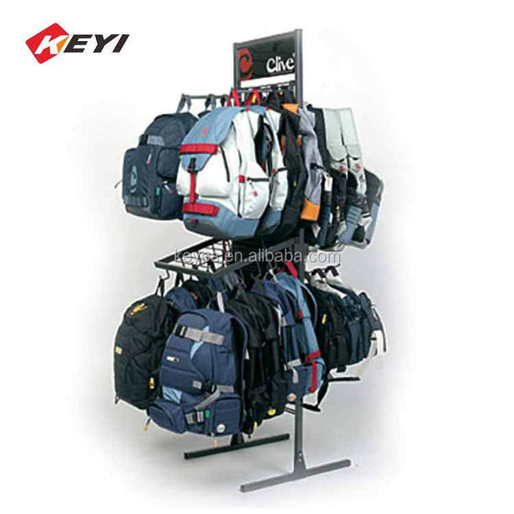 Custom Retail Store Metal Hand Bag Stand Display / Backpack Display Rack