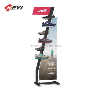 Custom Retail Shop Shoe Display Ideas Metal Floor Sport Shoes Display Rack Stand