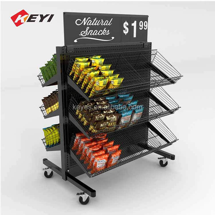 Custom Super Market Shelves Mobile Gondola Supermarket Equipment Rack Snack Chocolate Candy Display Shelf Customized Heavy Duty