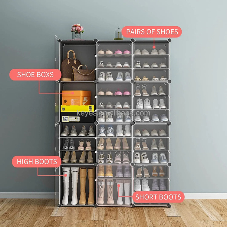 Metal Simple Shoe Shelf Dust Proof Storage Household Small Door Shoe Cabinet Multi-layer Assembly Shoe Rack  Display Stand