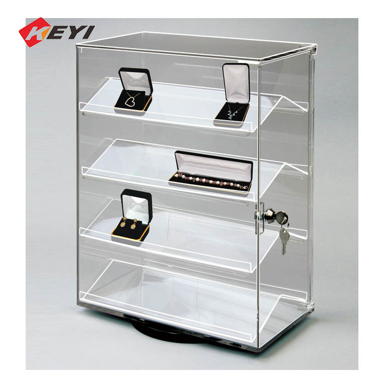 Customized desktop power bank Clear Acrylic Display Stand Locking box perfume Acrylic Display Rack Cabinet  With Lock