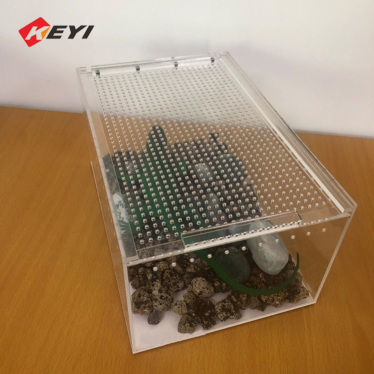 Customized Transparent Assembly Acrylic Crawler Reptile display Cases Repitle Cage Box Cave