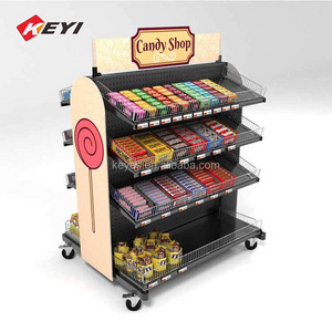 Custom Super Market Shelves Mobile Gondola Supermarket Equipment Rack Snack Chocolate Candy Display Shelf Customized Heavy Duty