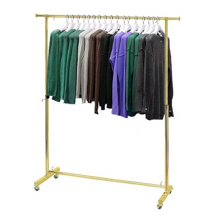 Height Adjustable Gold T-shirt Clothing Metal Display Rack Boutique  Women's Garment Display Stand