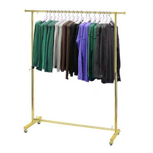 Height Adjustable Gold T-shirt Clothing Metal Display Rack Boutique  Women's Garment Display Stand