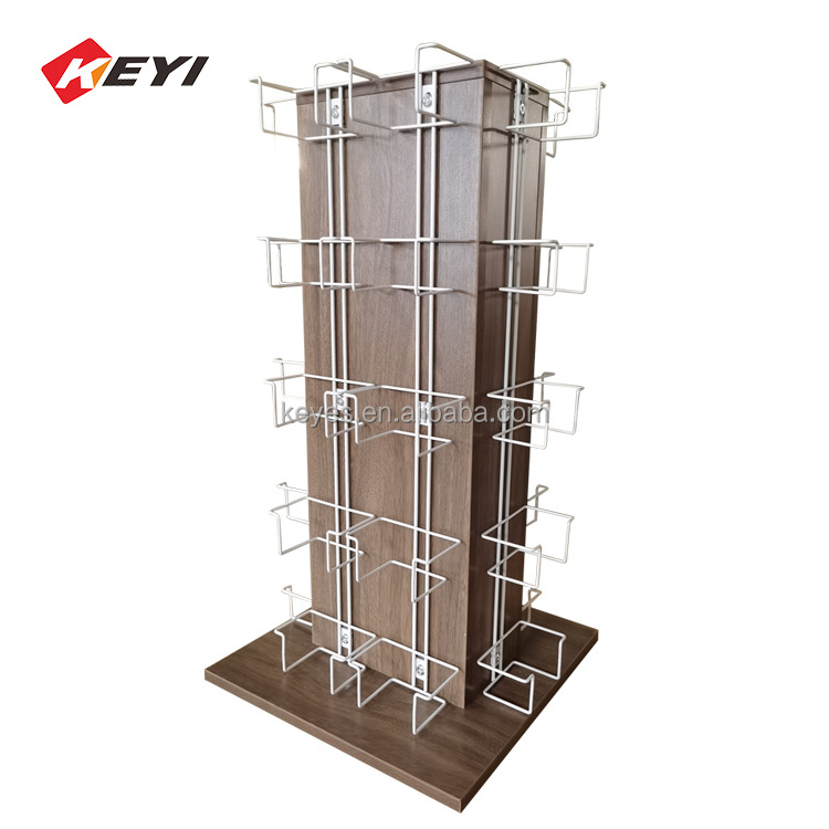 Custom Countertop 5 Tier Metal wood Rack Gift Card Display Stand With Sign Holder Metal Pocket Card Displays Racks