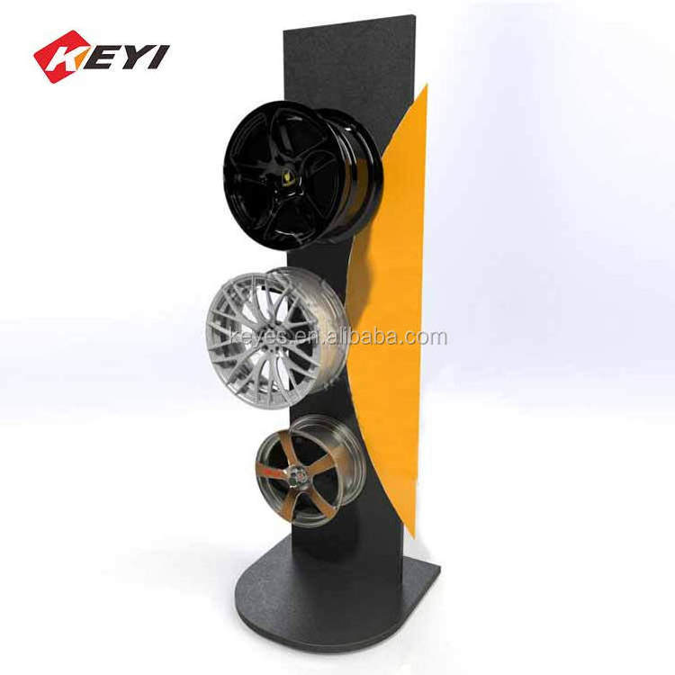 Specialty Customized Car Showroom Floor Standing Metal Hook Alloy Tire Stand Wheel Rim Display Rack