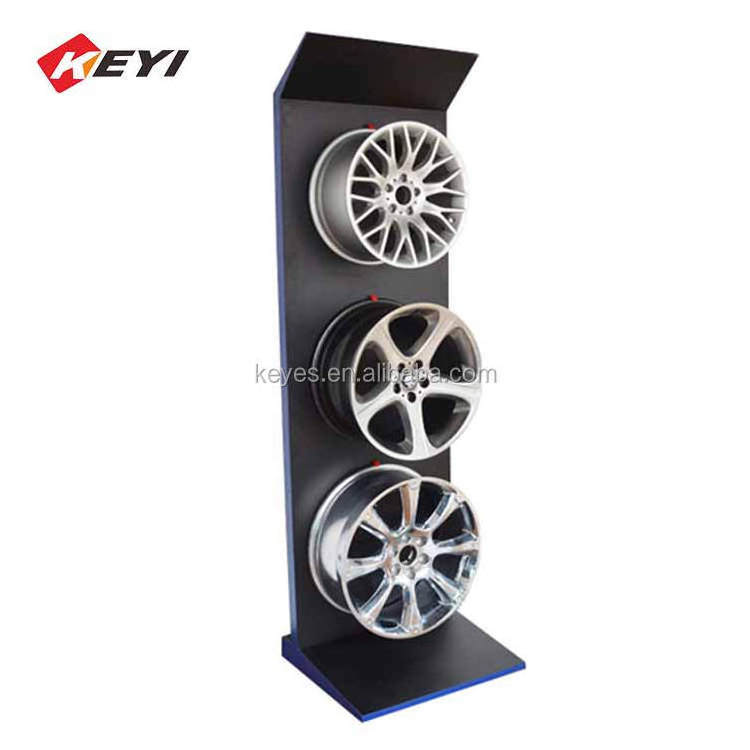 Specialty Customized Car Showroom Floor Standing Metal Hook Alloy Tire Stand Wheel Rim Display Rack