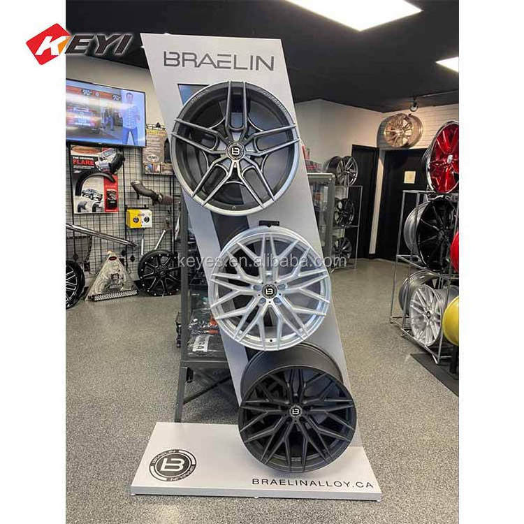 Specialty Customized Car Showroom Floor Standing Metal Hook Alloy Tire Stand Wheel Rim Display Rack