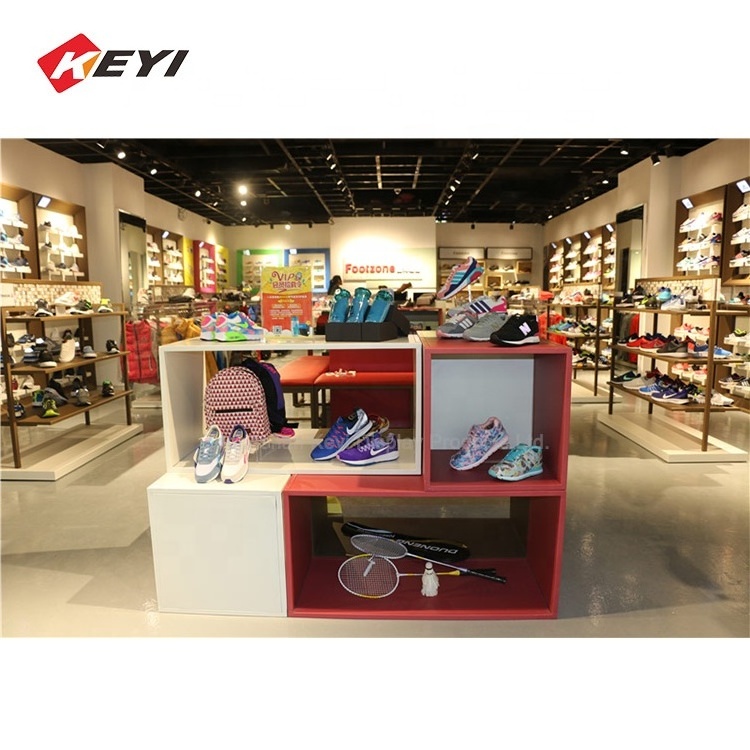 Modern Popular Brand Store Layout Design Clothing Interior Shelf / Cloth Shoes Sneakers Display Stand