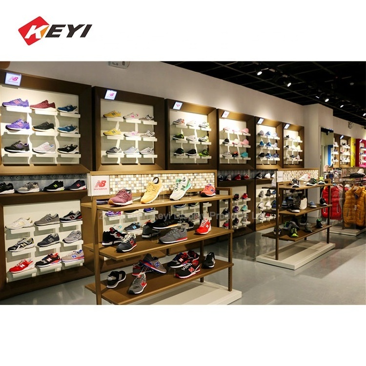 Modern Popular Brand Store Layout Design Clothing Interior Shelf / Cloth Shoes Sneakers Display Stand