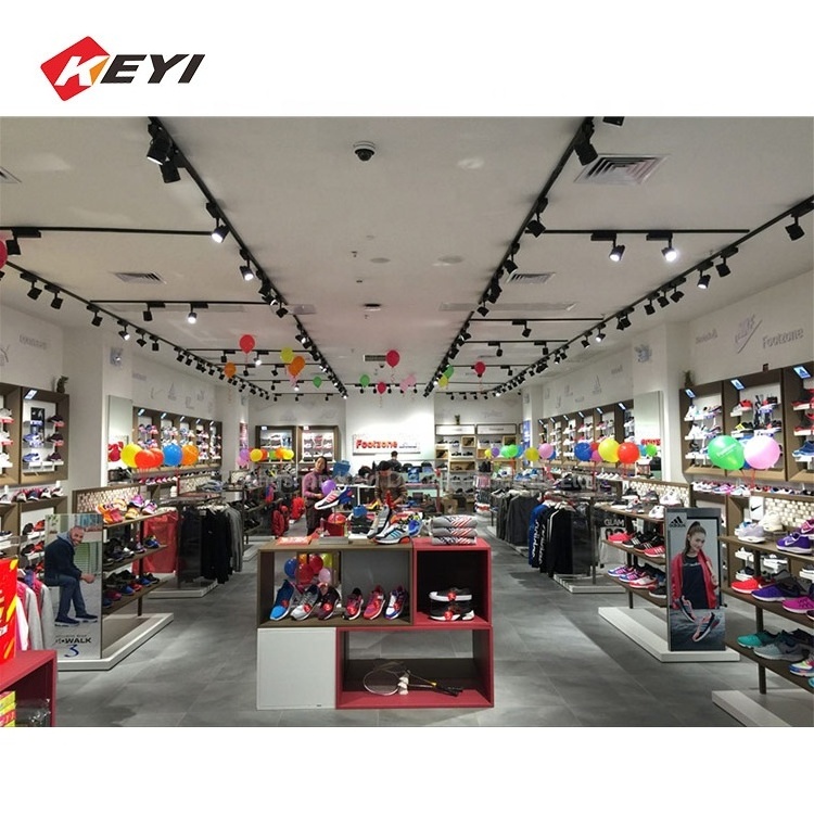 Modern Popular Brand Store Layout Design Clothing Interior Shelf / Cloth Shoes Sneakers Display Stand