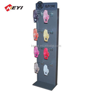 Custom Retail Shop Floor Standing Metal Hanging Gloves Display Rack / Baseball Gloves Display Stand