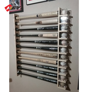 Wall Mounted Wood Baseball Bat Rack Storage Shelf