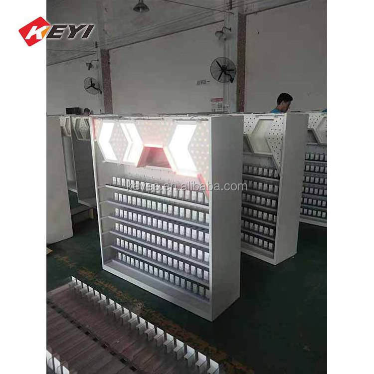 Tobacco Shop Display Furniture With 6 Tier Metal Shelf And Acrylic Pusher Retail Tobacco Cigarette Display Cabinet