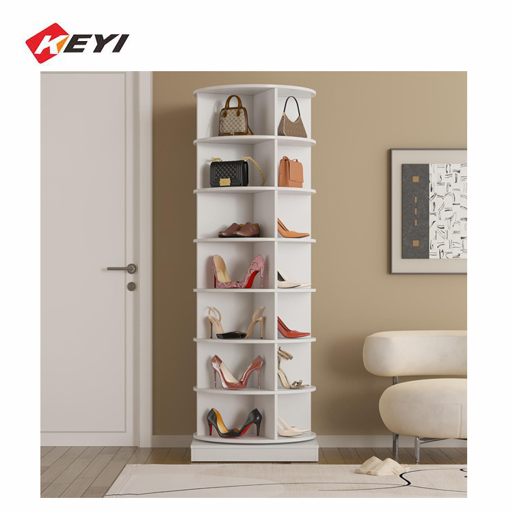 Easy assemble rotating shoes display rack wood 360 rotating shoe display rack