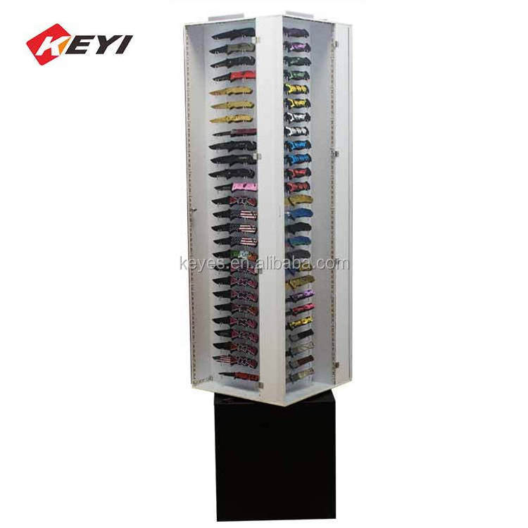 Factory Custom Retail Shop LED Lighting Rotating Acrylic Knife Cabinet,clear Acrylic Knife Display Case Wood/ Acrylic Customized