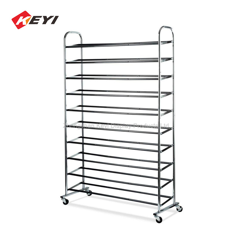 Free Standing Black Metal Doorstep Shoe Stand Clothes Shoes Shelves Shoe Store Display Racks