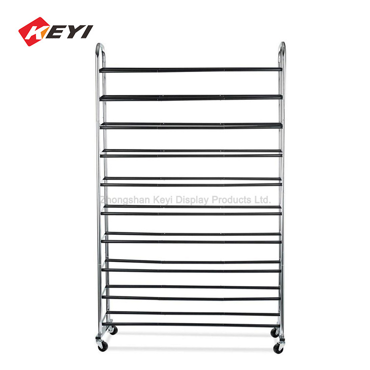 Free Standing Black Metal Doorstep Shoe Stand Clothes Shoes Shelves Shoe Store Display Racks