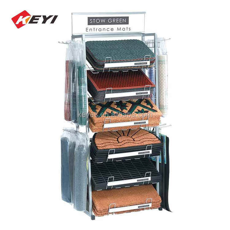 customized durable metal door mat display stand / carpet sample display rack