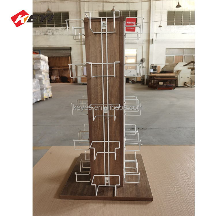 Custom Countertop 5 Tier Metal wood Rack Gift Card Display Stand With Sign Holder Metal Pocket Card Displays Racks