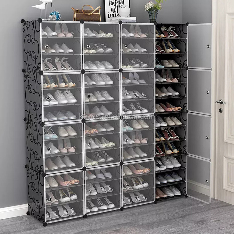 Metal Simple Shoe Shelf Dust Proof Storage Household Small Door Shoe Cabinet Multi-layer Assembly Shoe Rack  Display Stand