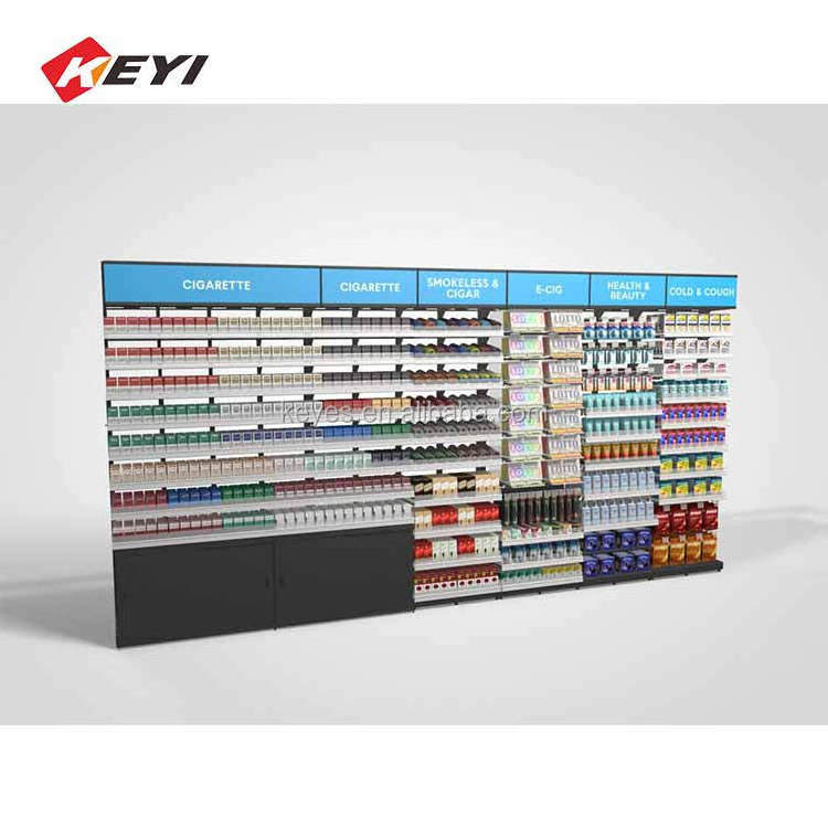 Customized Supermarket Metal Display Stand Tobacco Shop Metal Shelves Cigarette Display Rack