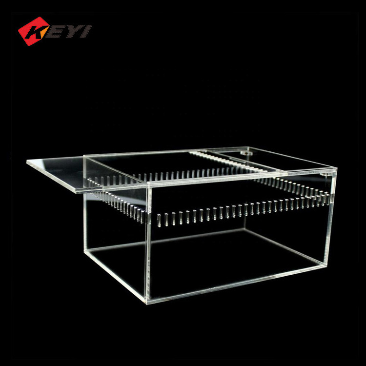 Customized Transparent Assembly Acrylic Crawler Reptile display Cases Repitle Cage Box Cave