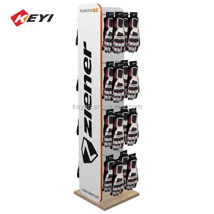 Custom Retail Shop Floor Standing Metal Hanging Gloves Display Rack / Baseball Gloves Display Stand