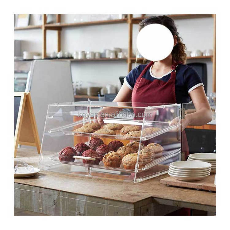 Customized Bakery Counter top Acrylic Display Racks Food Cookie Donut Bread display Case