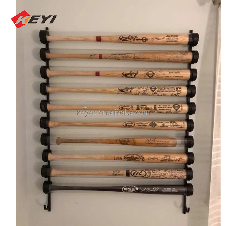 Wall Mounted Wood Baseball Bat Rack Storage Shelf