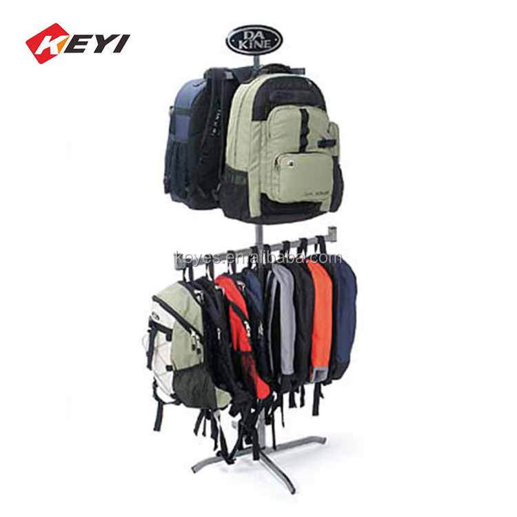 Custom Retail Store Metal Hand Bag Stand Display / Backpack Display Rack