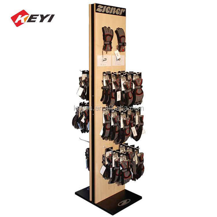 Custom Retail Shop Floor Standing Metal Hanging Gloves Display Rack / Baseball Gloves Display Stand