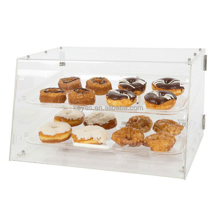 Customized Bakery Counter top Acrylic Display Racks Food Cookie Donut Bread display Case