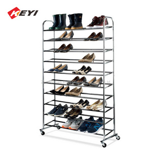 Free Standing Black Metal Doorstep Shoe Stand Clothes Shoes Shelves Shoe Store Display Racks