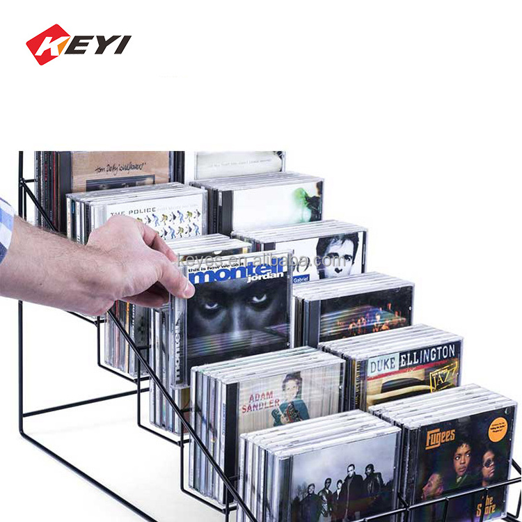 Customized Counter Top Cd Organizer Storage Display Rack Dvd Wire Metal Display Stand