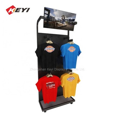 Custom Supermarket Retail Clothes Store Pop Metal Clothing Display Rack Floor Retail T Shirt Display Stands Shoe display Shelf