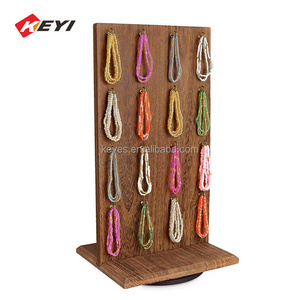 Customized Counter Rotating wooden Jewelry Display Stand Spinner Jewelry display rack necklace