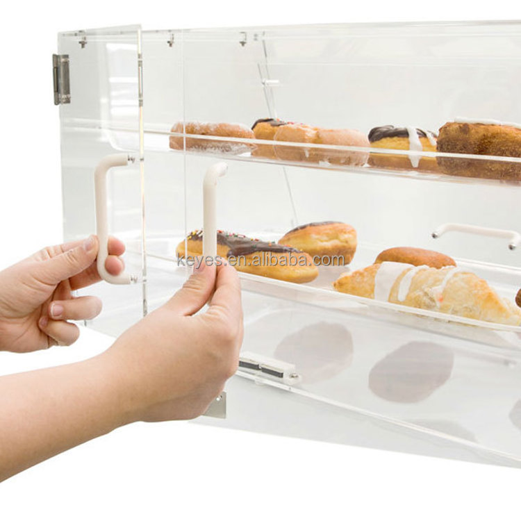 Customized Bakery Counter top Acrylic Display Racks Food Cookie Donut Bread display Case