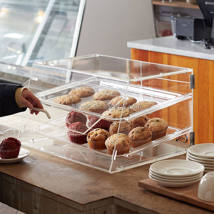 Customized Bakery Counter top Acrylic Display Racks Food Cookie Donut Bread display Case