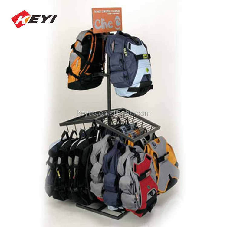 Custom Retail Store Metal Hand Bag Stand Display / Backpack Display Rack