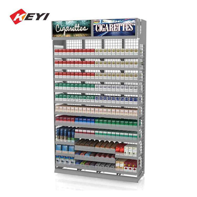 Customized Supermarket Metal Display Stand Tobacco Shop Metal Shelves Cigarette Display Rack