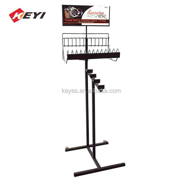 Wholesale Custom Auto Parts Shop Flooring Display Stands Metal Car Accessories Display Rack For Steering Wheel Cover And Mat