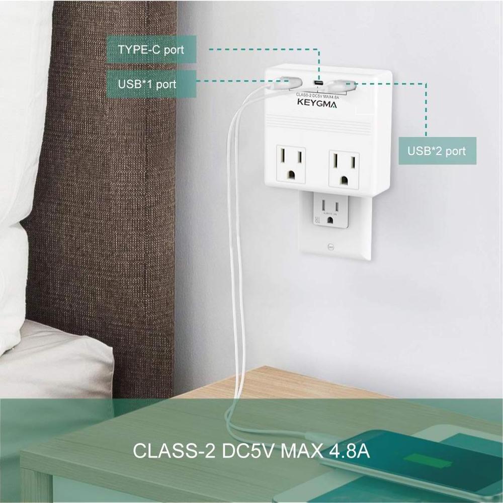 Surge Protector Power Strip with 2 Outlet Extender & 3 USB Wall Charger